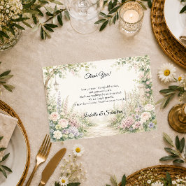 Betoverde Elegantie van een Verborgen Tuin Bruilof Bedankkaart