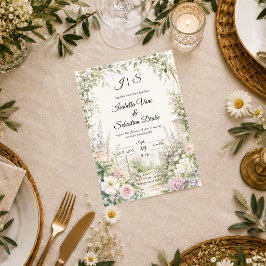 Betoverde Elegantie van een Verborgen Tuin Bruilof Kaart