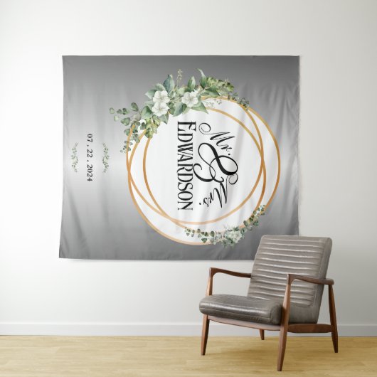 Betoverde Elegantie Zilveren Draad en Goud Wandkleed (In Situ (horizontaal))