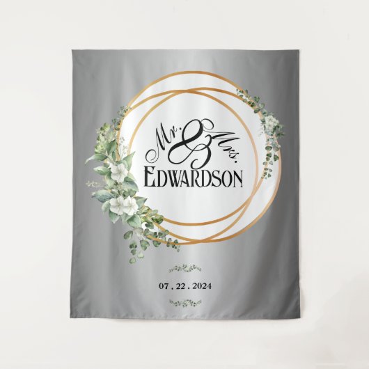 Betoverde Elegantie Zilveren Draad en Goud Wandkleed (Voorkant)