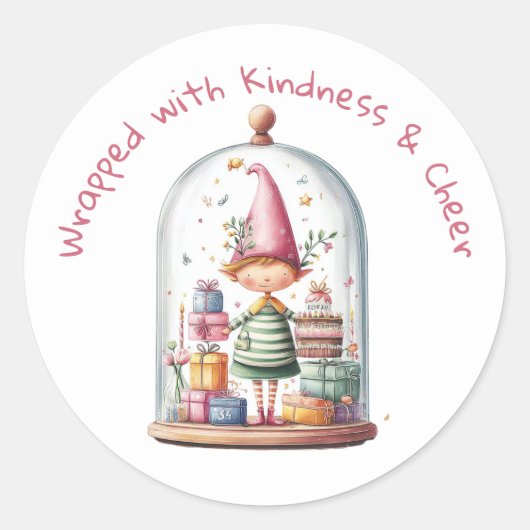 Betoverde Elf | Kerst Noordpool Ronde Sticker (Voorkant)