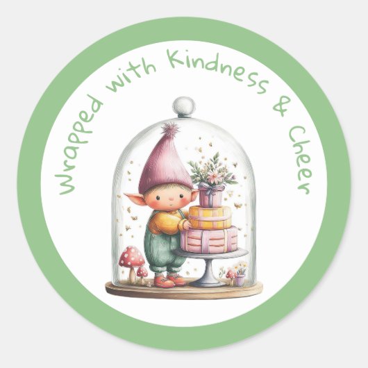 Betoverde Elf | Noordpool Kerst Ronde Sticker (Voorkant)