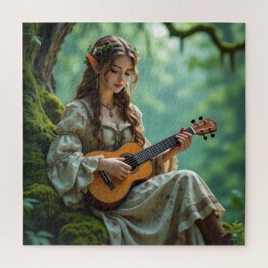 Betoverde Elfenfee die Ukulele Speelt Legpuzzel (Verticaal)