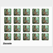 Betoverde Elfenfee die Ukulele Speelt Vierkante Sticker (Vel)