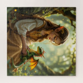 Betoverde Elfenfee en Draak Legpuzzel (Horizontaal)