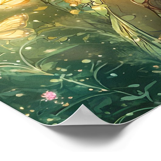 Betoverde Emerald Butterfly Fairy Kind kunst Poster (Hoek)