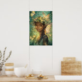 Betoverde Emerald Butterfly Fairy Kind kunst Poster (Keuken)