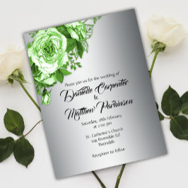 Betoverde Emerald Garden Rozen op Silver Wedding Briefkaart