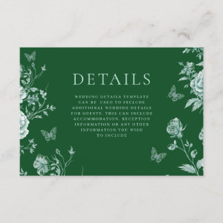 Betoverde Emerald Green Wedding Details Informatiekaartje