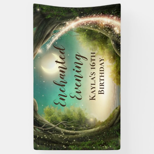 betoverde 'Evening Birthday Banner' Spandoek (Verticaal)