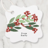 Betoverde Evergreen Elegance Kerstmis Bedankjes Labels (Voorkant)