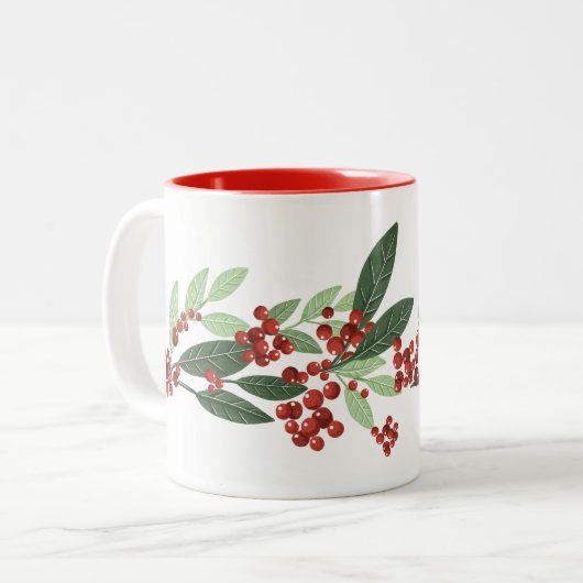 Betoverde Evergreen Elegance Kerstmis Tweekleurige Koffiemok (Voorkant links)