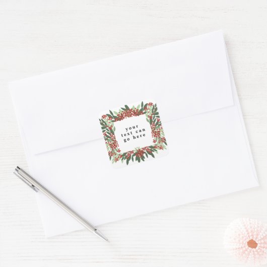 Betoverde Evergreen Elegance Kerstmis Vierkante Sticker (Envelop)