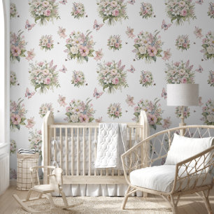 Betoverde Fairy Bee Bloemen Boeket Meisje Behang