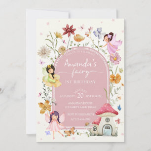 Betoverde Fairy Garden Bloemen Girly 1e verjaardag Kaart