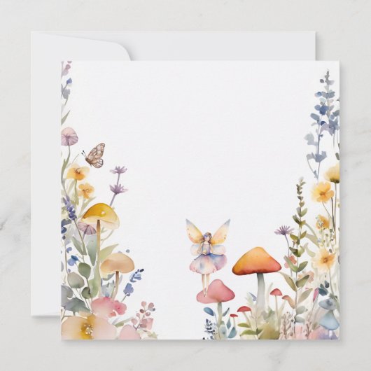 Betoverde Fairy Mushroom Bloemen Meisje Baby showe Kaart (Achterkant)