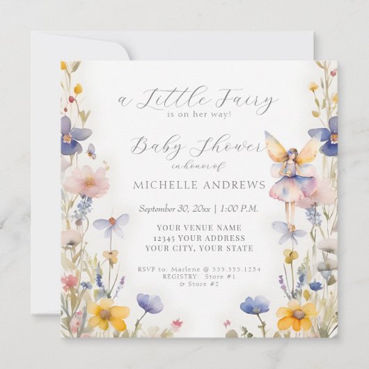 Betoverde Fairy Mushroom Bloemen Meisje Baby showe Kaart (Voorkant)