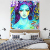 Betoverde Fairy Queen met vlinders Canvas Afdruk (Insitu (Slaapkamer))
