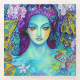 Betoverde Fairy Queen met vlinders Glazen Onderzetter