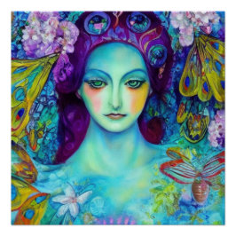 Betoverde Fairy Queen met vlinders Perfect Poster