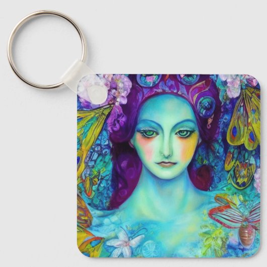 Betoverde Fairy Queen met vlinders Sleutelhanger (Voorkant)