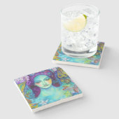 Betoverde Fairy Queen met vlinders Stenen Onderzetter (Zijkant)