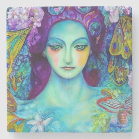 Betoverde Fairy Queen met vlinders Stenen Onderzetter (Voorkant)