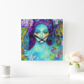 Betoverde Fairy Queen met vlinders Vierkante Klok (Huis)