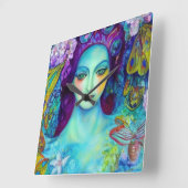 Betoverde Fairy Queen met vlinders Vierkante Klok (Hoek)