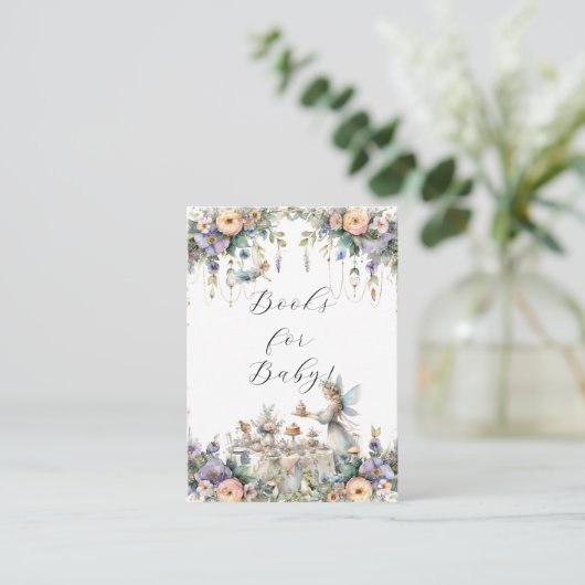 Betoverde Fairy Tea Party Bloemenboeken voor Baby Informatiekaartje (Staand voorkant)