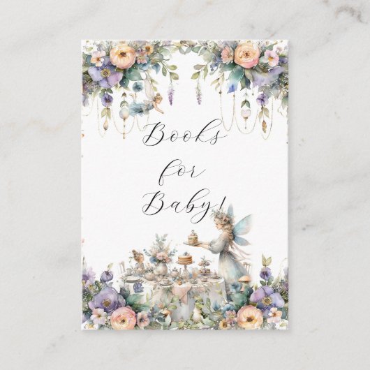 Betoverde Fairy Tea Party Bloemenboeken voor Baby Informatiekaartje (Voorkant)