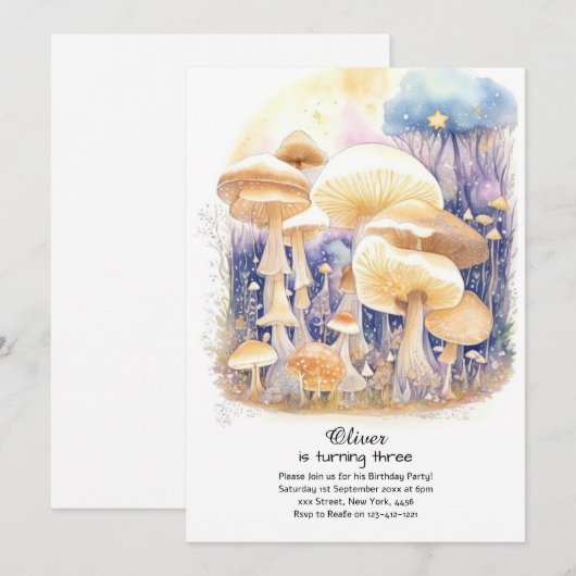 Betoverde Fairycore Mushroom Verjaardag uitnodigin Kaart (Voorkant / Achterkant)