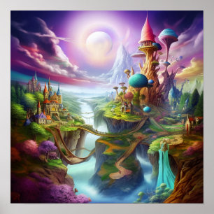 Betoverde Fantasie Kleurrijk Magisch Whimsical Lan Poster