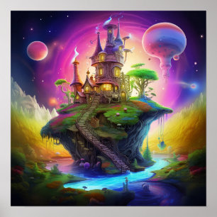 Betoverde Fantasie Kleurrijk Magisch Whimsical Lan Poster