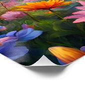 Betoverde Fantasy Forest, waterval, bloemen Perfect Poster (Hoek)