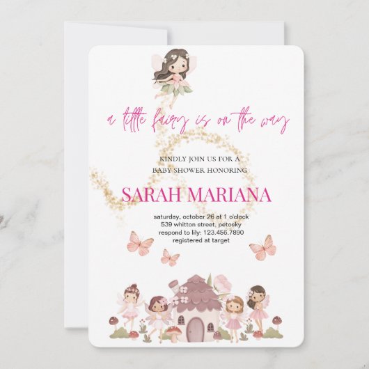 Betoverde fee baby shower kaart (Voorkant)