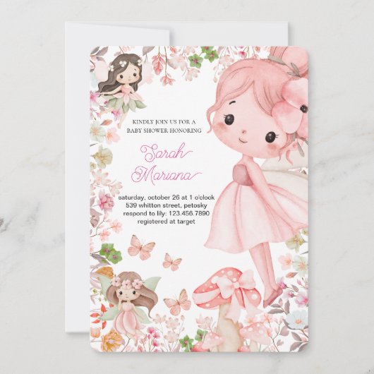 Betoverde fee baby shower kaart (Voorkant)