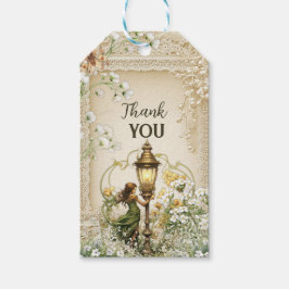 Betoverde Fee Bedankt Label – Vintage Kant en Wit Cadeaulabel