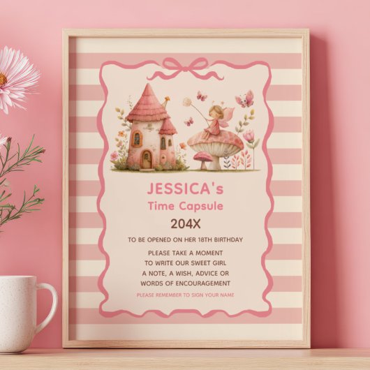 Betoverde Fee Eerste Verjaardag Tijdcapsule Bord Poster