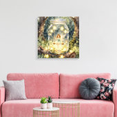 Betoverde fee in een pot in een magisch bos canvas afdruk (Insitu (Woonkamer))