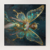 Betoverde fee in goud en turquoise legpuzzel (Horizontaal)