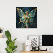 Betoverde fee in goud en turquoise poster (Thuiskantoor)