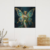 Betoverde fee in goud en turquoise poster (Keuken)
