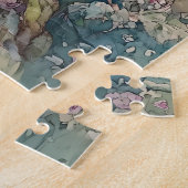 Betoverde fee in roze omringd door bloemen legpuzzel (Zijkant)