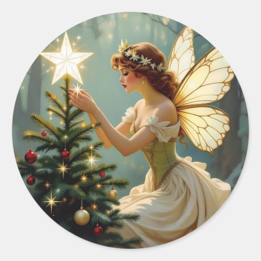 Betoverde Fee Kerstmis Ronde Sticker (Voorkant)
