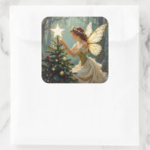 Betoverde Fee Kerstmis Vierkante Sticker (Tas)