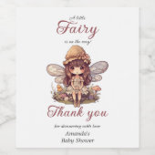 Betoverde fee met paddenstoelen Meisje Baby shower Wijn Etiket (Enkel label)