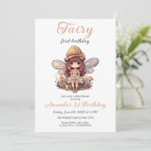 Betoverde fee met paddenstoelen Meisje Eerste Verj Kaart (Staand voorkant)