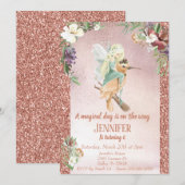 Betoverde Fee op Vogel Roze Goud Mooie Kaart (Voorkant / Achterkant)