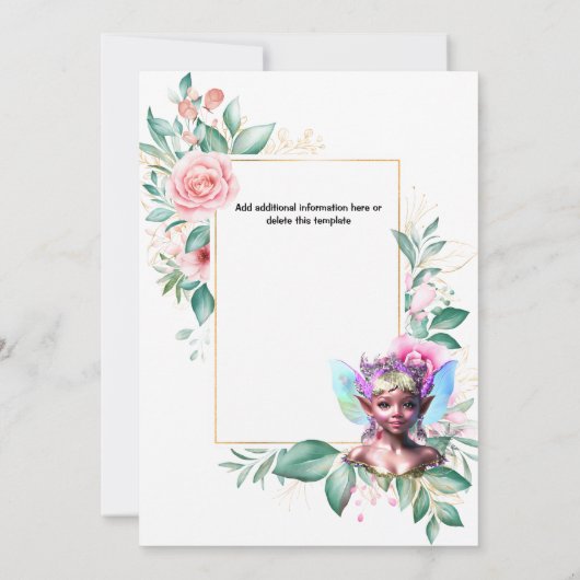 Betoverde fee roze roos bloemengouden pixie kaart (Achterkant)
